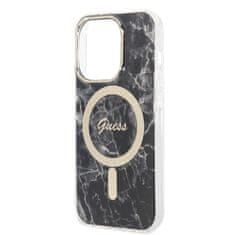 Guess GUBPP14XHMEACSK sada nabíječky MagSafe a pouzdra na iPhone 14 PRO MAX 6.7" black Marble MagSafe