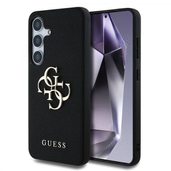 Guess Zadní kryt PU Grained 4G Metal Logo pro Samsung Galaxy S25 Black