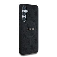 Guess Zadní kryt PU Leather 4G Colored Ring MagSafe pro Samsung Galaxy S25 Black