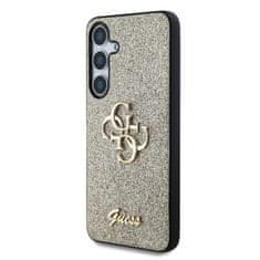 Guess Zadní kryt PU Fixed Glitter 4G Metal Logo pro Samsung Galaxy S25 Gold