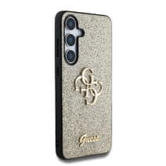 Guess Zadní kryt PU Fixed Glitter 4G Metal Logo pro Samsung Galaxy S25 Gold