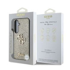 Guess Zadní kryt PU Fixed Glitter 4G Metal Logo pro Samsung Galaxy S25 Gold