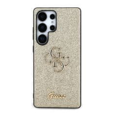 Guess Zadní kryt PU Fixed Glitter 4G Metal Logo pro Samsung Galaxy S25 Ultra Gold