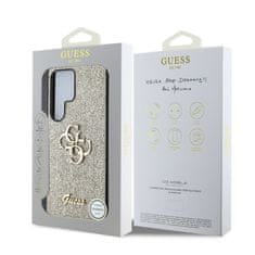 Guess Zadní kryt PU Fixed Glitter 4G Metal Logo pro Samsung Galaxy S25 Ultra Gold