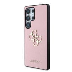 Guess Zadní kryt PU Grained 4G Metal Logo pro Samsung Galaxy S25 Ultra Pink