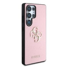 Guess Zadní kryt PU Grained 4G Metal Logo pro Samsung Galaxy S25 Ultra Pink