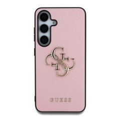 Guess Zadní kryt PU Grained 4G Metal Logo pro Samsung Galaxy S25 Pink