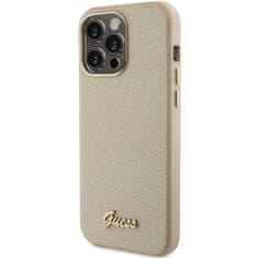 Guess hard silikonový obal iPhone 15 PRO 6.1" gold Glitter Glossy Script