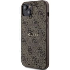 Guess Originální pouzdro hardcase 4G Collection Leather Metal Logo MagSafe GUHMP15SG4GFRW pro iPhone 13-14-15 brown