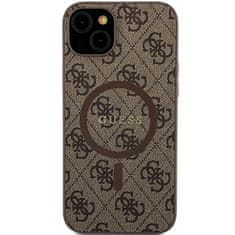 Guess Originální pouzdro hardcase 4G Collection Leather Metal Logo MagSafe GUHMP15SG4GFRW pro iPhone 13-14-15 brown