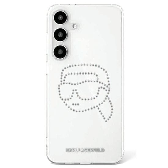 Karl Lagerfeld Originální zadní kryt Rhinestones Karl Head Logo pro Samsung Galaxy S25 transparentní