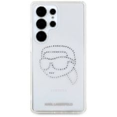 Karl Lagerfeld Originální zadní kryt Rhinestones Karl Head Logo pro Samsung Galaxy S25 Ultra transparentní