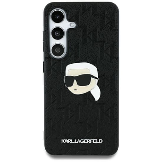 Karl Lagerfeld Originální zadní kryt Leather Monogram Pin Logo Karl Head pro Samsung Galaxy S25 Ultra black