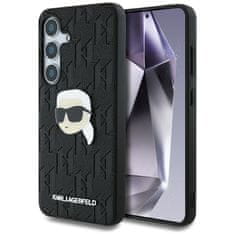 Karl Lagerfeld Originální zadní kryt Leather Monogram Pin Logo Karl Head pro Samsung Galaxy S25 Plus black