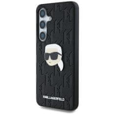 Karl Lagerfeld Originální zadní kryt Leather Monogram Pin Logo Karl Head pro Samsung Galaxy S25 Plus black