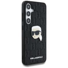 Karl Lagerfeld Originální zadní kryt Leather Monogram Pin Logo Karl Head pro Samsung Galaxy S25 Plus black