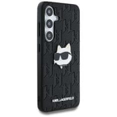 Karl Lagerfeld Originální zadní kryt Leather Monogram Pin Logo Choupette Head pro Samsung Galaxy S25 Plus black