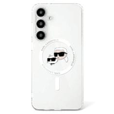 Karl Lagerfeld Originální zadní kryt Button Karl&amp;Choupette Heads Printed Logo Magsafe pro Samsung Galaxy S25 white