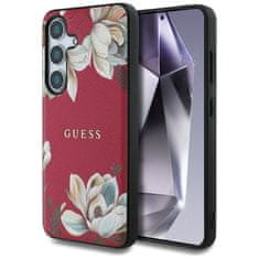 Guess Originální zadní kryt Grained Printed Flower Pattern Magsafe do Samsung Galaxy S25 fuchsiový