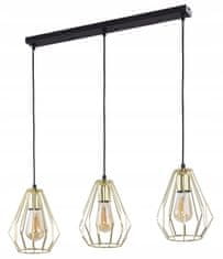 TK Lighting Stropní závěsné svítidlo 100 cm černé se zlatými stínidly 3xE27 Brilliant gold