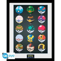 GB eye POKEMON - Framed print "Pokeballs" (30x40)