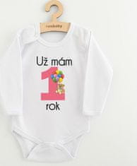 NEW BABY Body s potiskem New Baby Už mám 1 rok růžové 86 (12-18m)