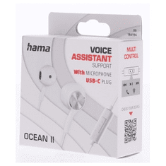 Hama USB-C sluchátka s mikrofonem Ocean II, pecky, bílá