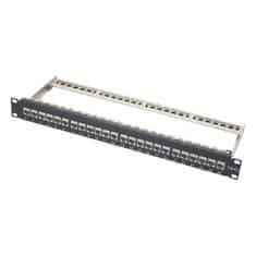 XtendLan Patch panel 19", 24 portů s vyjmutelnými keystone Cat6a, stíněný