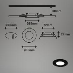 BRILONER BRILONER 3ks sada LED vestavné svítidlo, pr. 8,5 cm, LED modul, 4,9W, 450 lm, černá IP44 BRI 7103-435