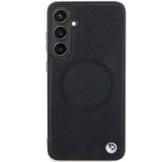 Bmw kryt na Samsung Galaxy S24 PLUS Black Signature Leather Half Textured & Circle MagSafe