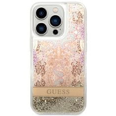 Guess GUHCP14XLFLSD hard silikonové pouzdro iPhone 14 PRO MAX 6.7" gold Paisley Liquid Glitter