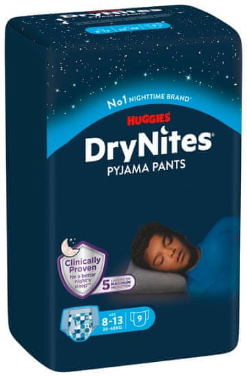 Huggies Dry Nites Large 8-13 let (30-48 kg) Boys 9 ks