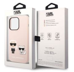 CG Mobile Karl Lagerfeld and Choupette Liquid Silicone Zadní Kryt pro iPhone 14 Pro Pink