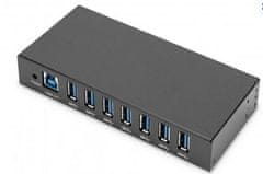 USB 3.0 HUB, 7 Port, Industrial, Metal incl. PSU 15-kV ESD, Table, Wall, DIN Rail mount