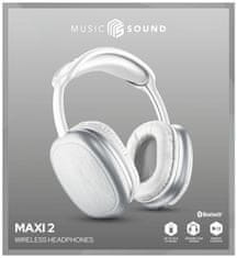 MUSICSOUND Bezdrátová sluchátka MUSIC SOUND MAXI2 s hlavovým mostem a mikrofonem, bílá