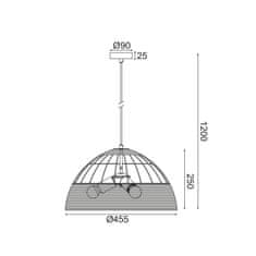 ACA ACA Lighting závěsné svítidlo 3XE27 ratan plus bílý kov D46XH120CM ZORBAS GN20P346WH