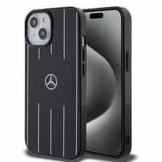 MERCEDES hard obal na iPhone 15 6.1" Black DL Crossed Lines Pattern Leather MagSafe