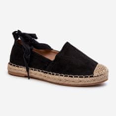 Vázané semišové espadrilky Black velikost 37