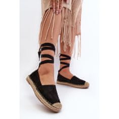 Vázané semišové espadrilky Black velikost 37