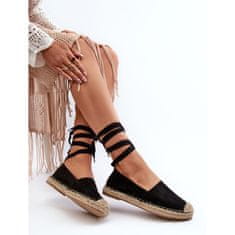 Vázané semišové espadrilky Black velikost 37