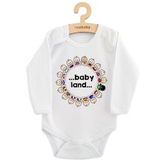 NEW BABY Dětské body s potiskem ...baby land... 80 (9-12m) Bílá