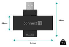 Connect IT USB čtečka eObčanek a čipových karet, ČERNÁ