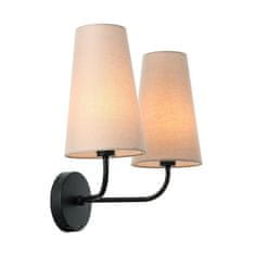 ACA ACA Lighting nástěnné svítidlo 2XE14 černý kov plus béžové stínítko 38X22XH33CM TUSCAN HL35422W38BG