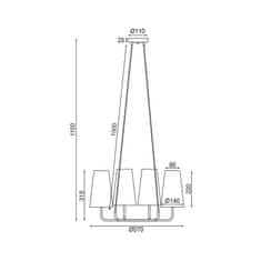 ACA ACA Lighting závěsné svítidlo 4XE14 černý kov plus béžové stínítko 57X57XH110CM TUSCAN HL35424P59BG