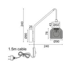 ACA ACA Lighting nástěnné svítidlo 1XE14 korek plus černý kov 9X24X24CM MARACU GN51W1CB