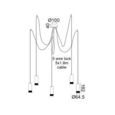 ACA ACA Lighting závěsné svítidlo 5XGU10 černá hliník D35XH200CM MEGATRON2 YL11P518BK