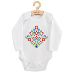 NEW BABY Dětské body s potiskem Lidový vzor ptáčci 68 (4-6m) Multicolor