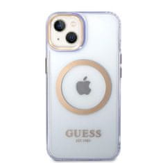 Guess GUHMP14SHTCMU hard silikonové pouzdro iPhone 14 6.1" purple Gold Outline Translucent MagSafe