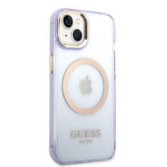 Guess GUHMP14SHTCMU hard silikonové pouzdro iPhone 14 6.1" purple Gold Outline Translucent MagSafe