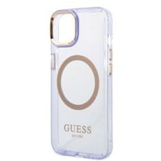 Guess GUHMP14SHTCMU hard silikonové pouzdro iPhone 14 6.1" purple Gold Outline Translucent MagSafe